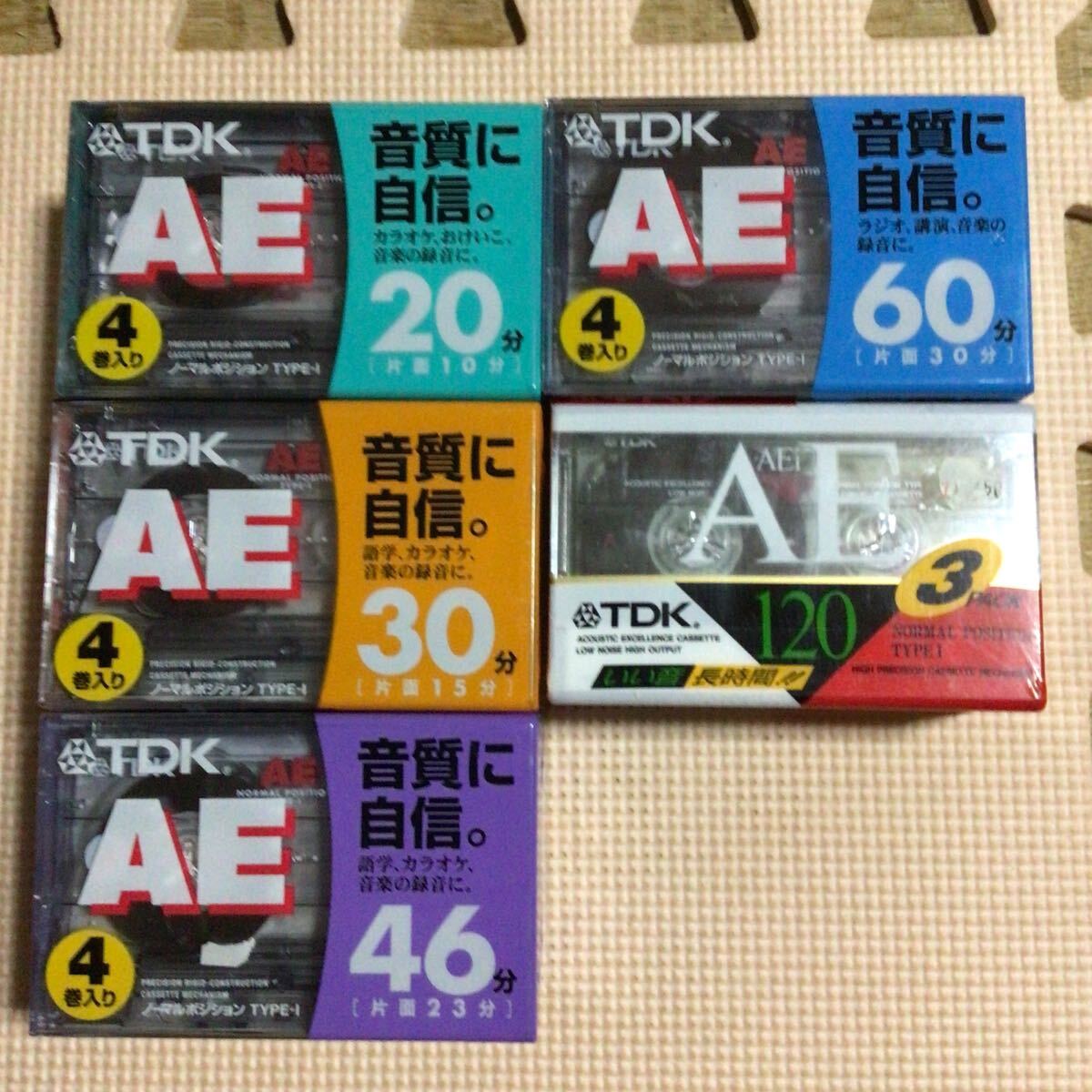 TDK AE 20x4. 30x4.46x4.60x4.120x3【長時間録音】ノーマルポジション カセットテープ15本セット【未開封新品】●●