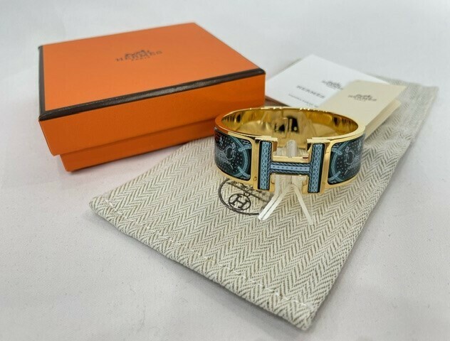 HERMES エルメス ブレスレット クリック アッシュ PM 盛装の馬 リミックス バイザシー ゴールドプレーデッド 64.64g