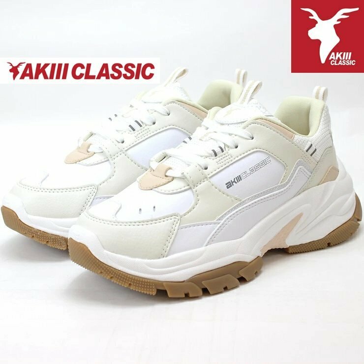 新品 未使用 アキクラシック 24.0cm AKIII HIKER AKC0020 WHITE GUM AKIII CLASSIC ダッドスニーカー 韓国 厚底スニーカー