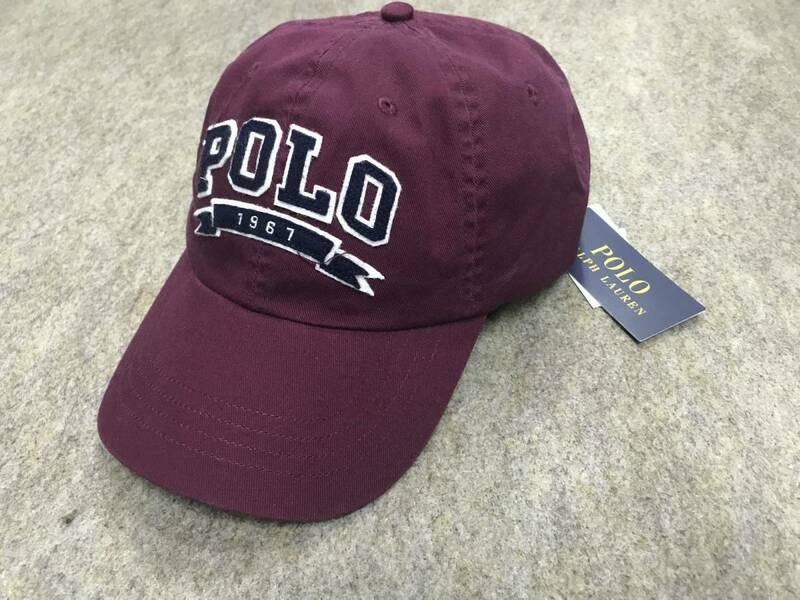 USA正規品 POLO ポロ RALPH LAUREN ラルフローレン ワイン Wine バーガンディ Patch パッチ ローキャップ 帽子 サイズ調節可能 アイビー