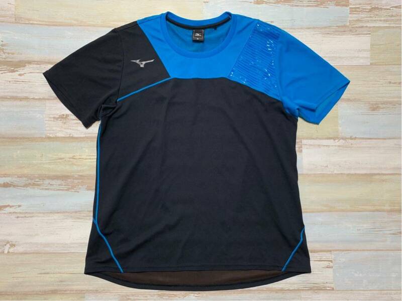 c1001 MIZUNO■ミズノ 半袖Tシャツ 大きいサイズ■黒×青 サイズXL■ゆうパケお手軽210ゆうパックお手軽60レタパ510