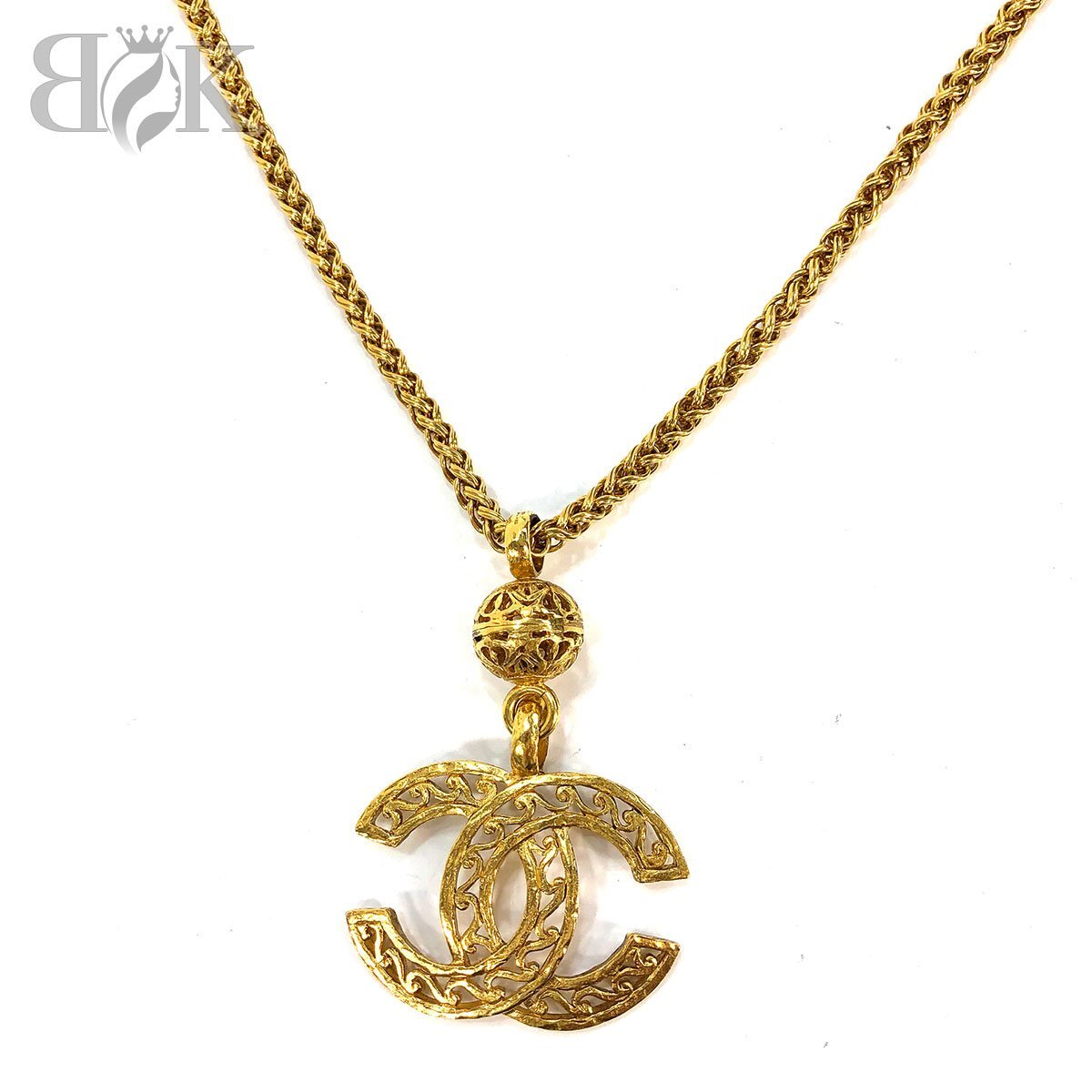 シャネル ココマーク ヴィンテージ ネックレス 透かし ボール 95A 箱付き レディース アクセサリー CHANEL 中古 ★