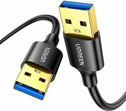 【１円オークション】UGREEN USB 3.0 ケーブル タイプA-タイプA オス-オス 金メッキコネクタ搭載 高耐久性 USBケーブル 両端 オス AMT0139