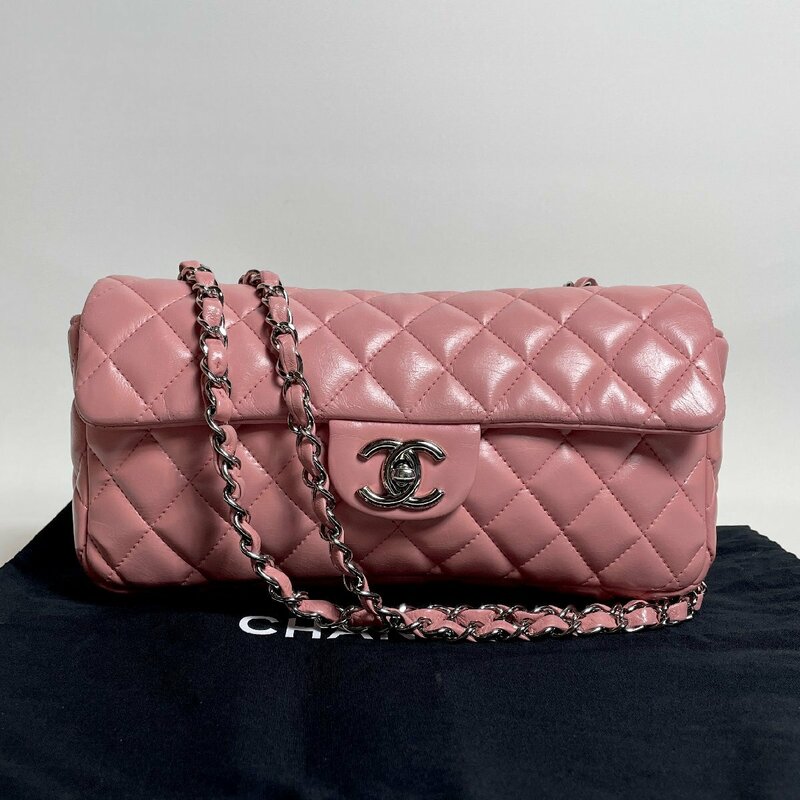 ◆1円~｜2405-127｜美品｜CHANEL シャネル マトラッセ 1番台(シール有) ショルダーバッグ ピンク Wチェーン ターンロック 付属品あり