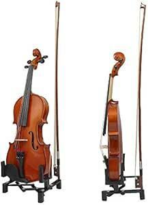 バイオリンスタンド 弓用のホルダー付き 折りたたみ 調整可能,バイオリンロジン付き Violin Stand with Bow H