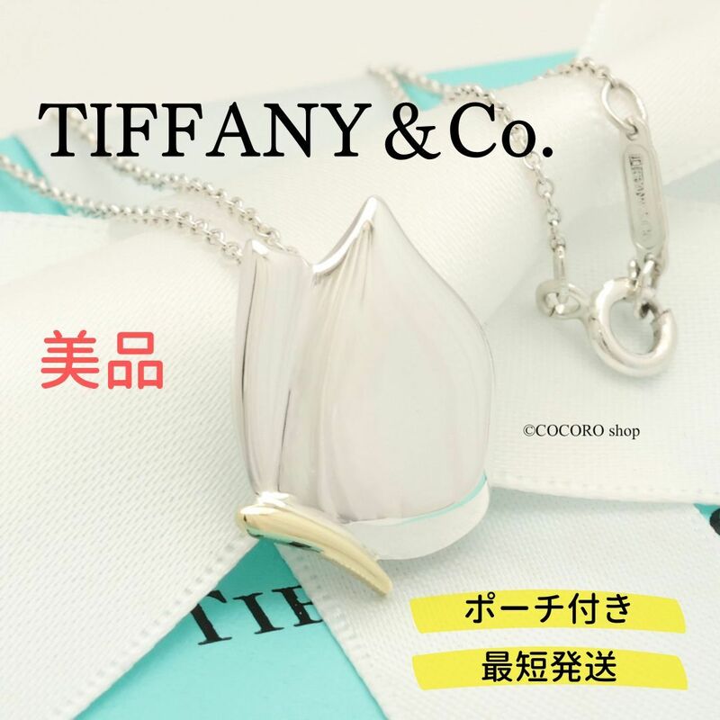 【美品】ティファニー TIFFANY＆Co. 蝶 バタフライ ネックレス AG925 AU750