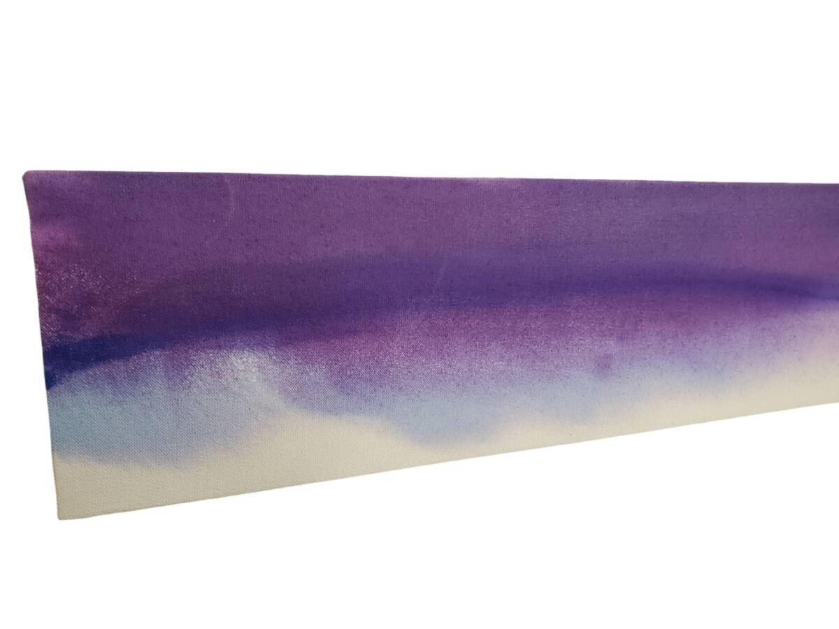 【真作】 HAYASHI MARIKO (はやしまりこ) 110×15㎝ 紫 パープル 水色 絵画 検) 大塚家具