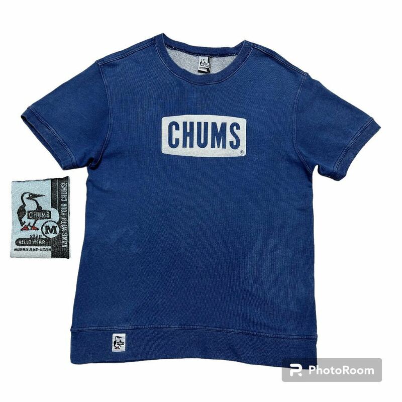 チャムス インディゴ 抜き染め 半袖 スウェット Tシャツ ハイクオリティー　　CHUMS ショートスリーブ S/S アウトドア タウンユース 柳8024