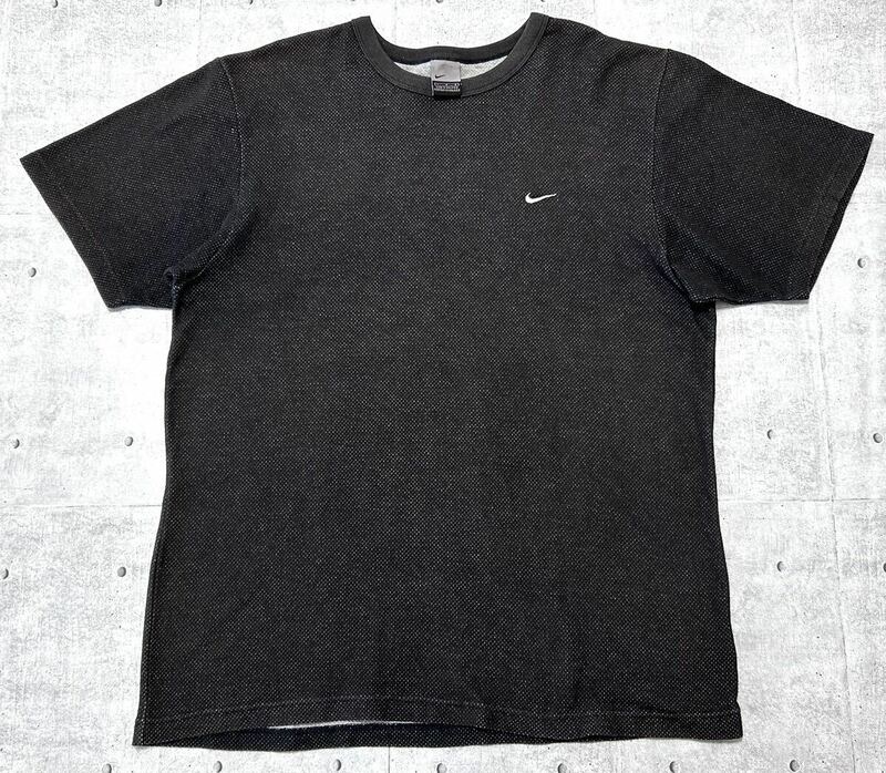 00s NIKE メッシュ素材 裏地付き Tシャツ スウォッシュ 刺繍ロゴ　　Y2K 00年代 ナイキ 半袖 テック系 TECH ハイクオリティー 柳9627