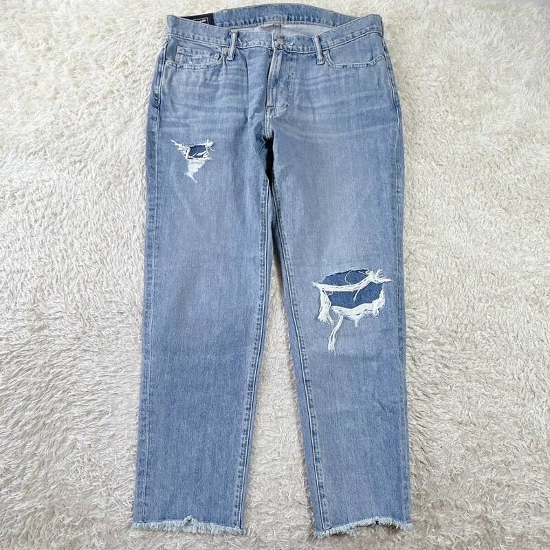 未使用タグ付き【Abercrombie&Fitch】アバクロ メンズ デニムパンツ ダメージ テーパード W36 L32 大きいサイズ 新品 Rstore46112