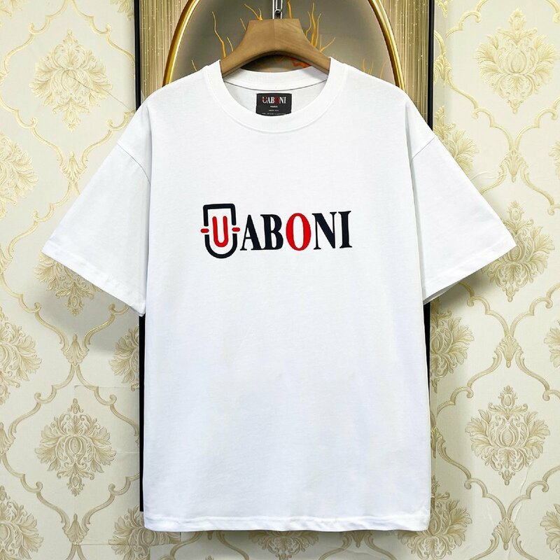 人気EU製＆定価2万◆UABONI*Paris*半袖Tシャツ*ユアボニ*パリ発◆エジプト綿 ソフト 快適 薄手 ロゴ カットソー スウェット 男女兼用 M/46