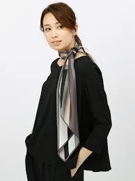 即落●美品【 destyle ザ スーツカンパニー The Suit Company 】シルク 100% ツイル ストライププリント スカーフ 