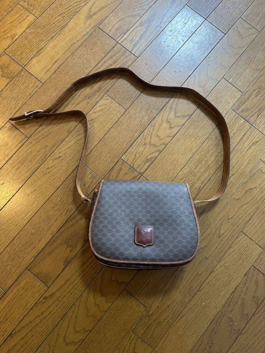 CELINE ヴィンテージ セリーヌ マカダム　ショルダーバッグ 肩掛け ポシェット 正規品