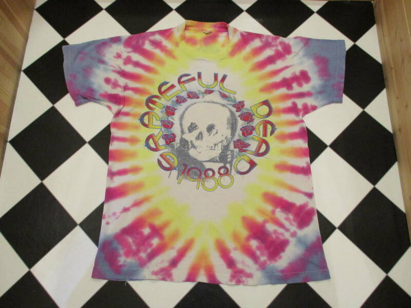 80's GRATEFUL DEAD グレイトフルデッド バンド Tシャツ ロック ツアー ビンテージ スカル ドクロ 騙し絵 だまし絵 タイダイ L USA製