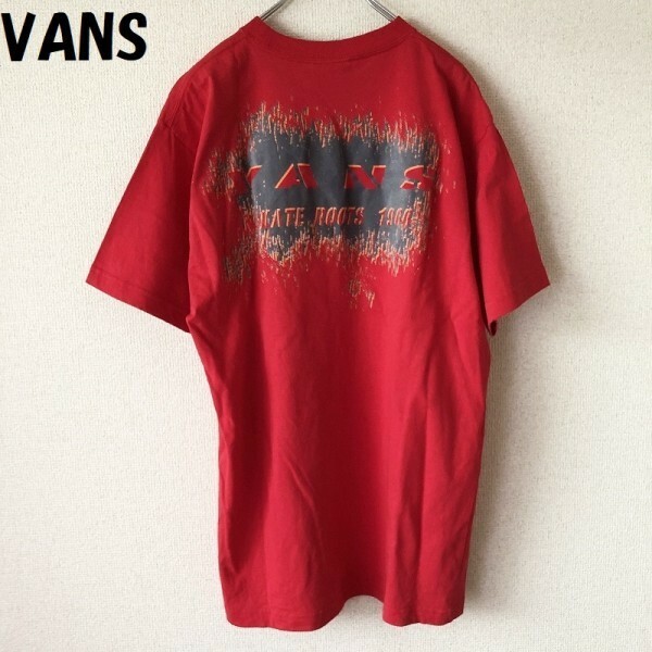 【人気】VANS/ヴァンズ バックロゴプリントTシャツ レッド サイズL ビッグシルエット/2008