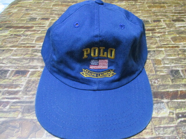 送料無料！ POLO RALPH LAUREN ポロ ラルフローレンキャップ 帽子 ネイビーブルー色 ベースボールキャップ90年代終わり