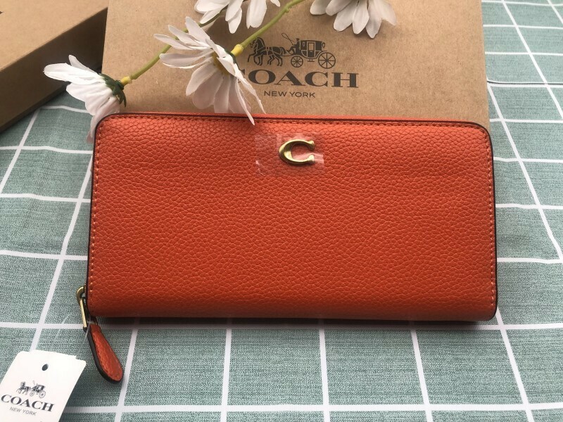 COACH コーチ 財布 長財布 オレンジ プレゼント ブランド ロゴ レディース 贈り物 レザー ウォレット 新品 未使用 シグネチャー A093