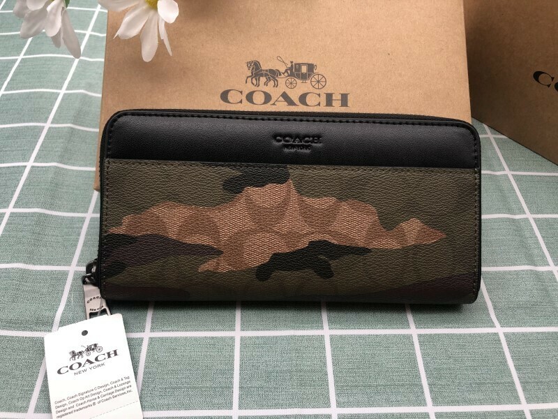 COACH コーチ 長財布 財布 プレゼント 贈り物 レザー ウォレット 新品 ブランド メンズ レディース シグネチャー ギフト ズック 迷彩 A155