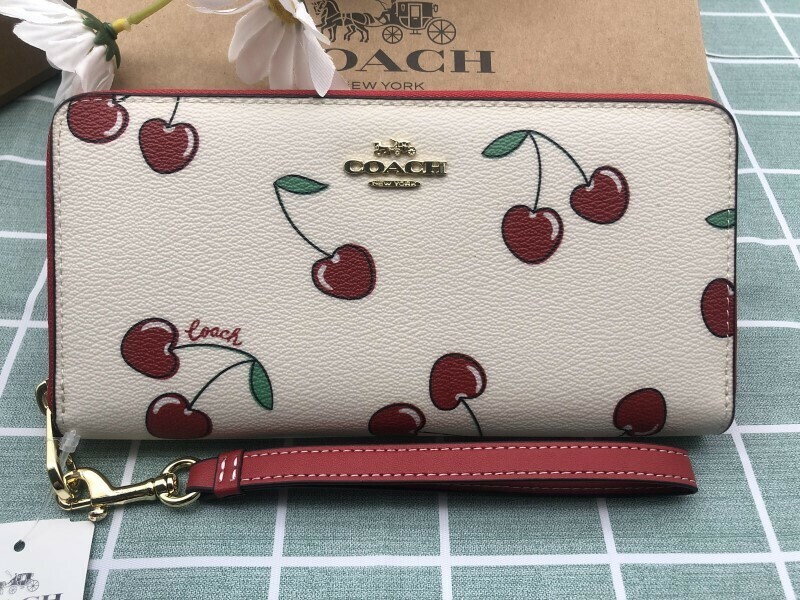 COACH 財布 長財布 コーチ レディース ウォレット 贈り物 プレゼント サクランボ レザー ラウンドファスナー ブランド 新品 未使用 A163