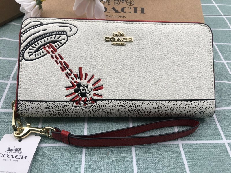 COACH コーチ 財布 長財布 ホワイト ミッキーマウス プレゼント 小銭入れあり メンズ レディース ウォレット 新品 ストラップ付き C171