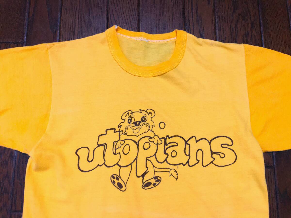 ビンテージ Tシャツ 黄色 イエロー utopians ユートピアン ツートン シングルステッチ