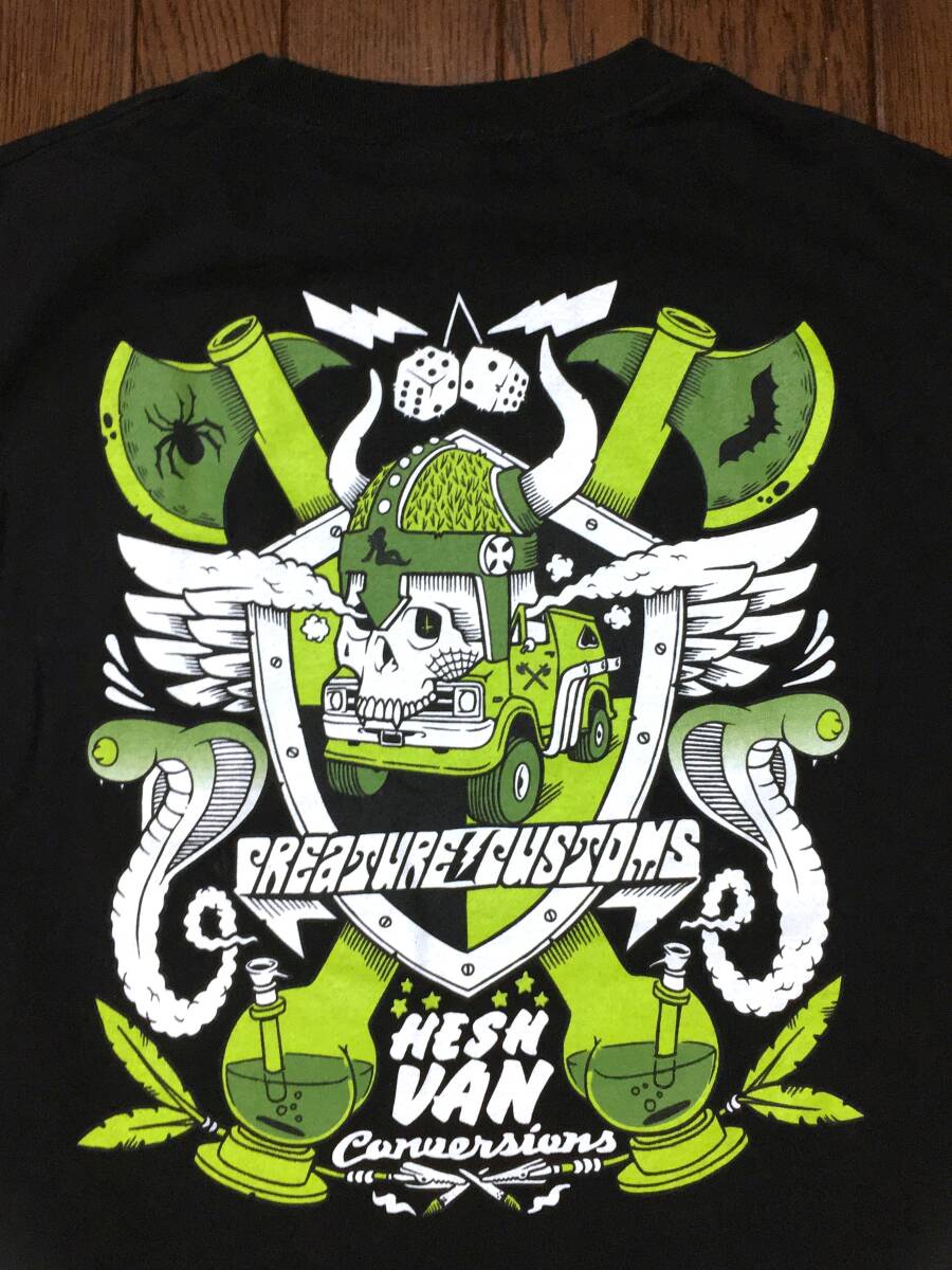 NHSタグ クリーチャー カスタムズ CREATURE CUSTOMS STABBIN CABINS Tシャツ S 黒 スカル ドクロ スケート スケボー スケーター アメ車