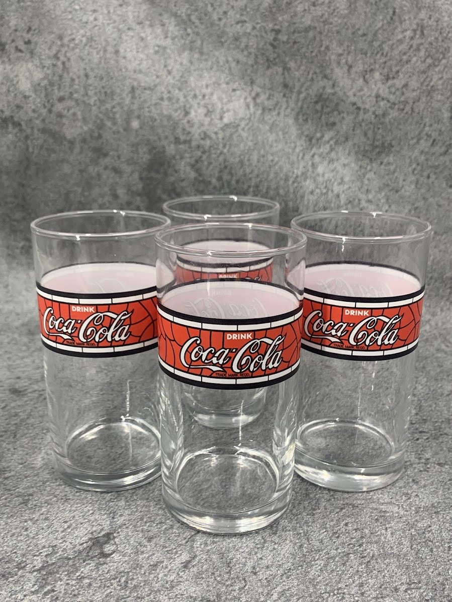 【 非売品 昭和レトロ コカコーラ グラス ガラスコップ 4本 】CocaCola Coke ノベルティ 当時物