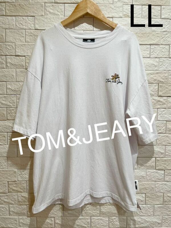 トムとジェリー TOM&JEARY メンズ 半袖 Tシャツ 白T サイズLL 送料無料　即決