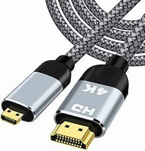 マイクロHDMI to HDMIケーブル Micro HDMI to HDMI 変換ケーブル2M 4K 60Hz 高速18Gbps