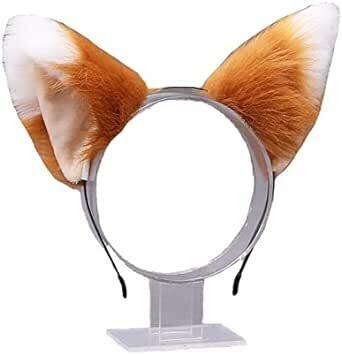 サムコス 猫耳カチューシャ キツネの耳 ヘッドバンド 獣耳 狐耳 もふもふ耳 髪飾り かわいい 小道具 イベント衣装 ハロウィ