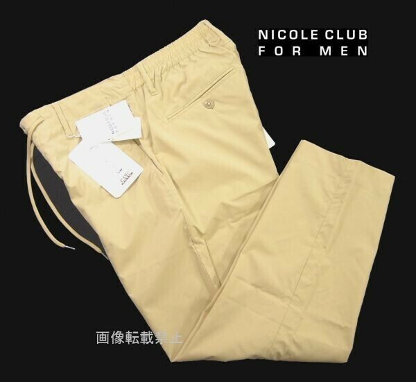 新品 春夏 ★ ニコル　清涼感 イージーケア 薄手 タイプライター イージーパンツ　48/L　ベージュ　吸水速乾 NICOLE CLUB FOR MEN