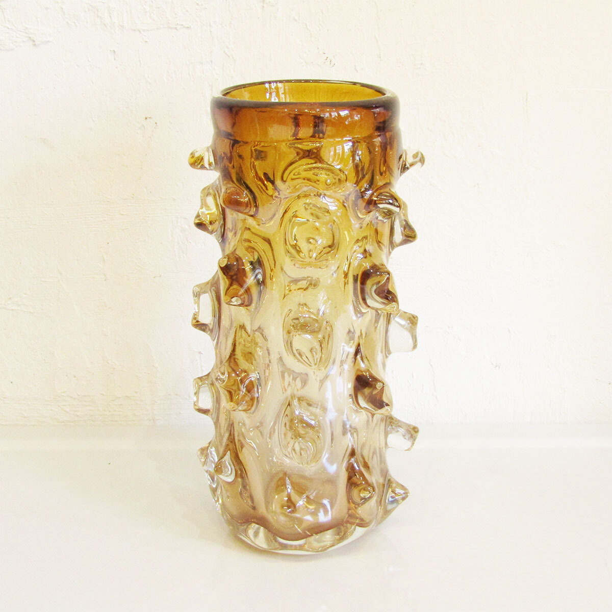 ★GLASSWARE / 花瓶 / ガラス / 硝子 / フラワーベース / ヴィンテージ / 花器 / 花入 / アンバーカラー / インテリア