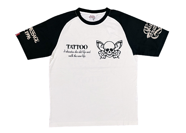BLOOD　MESSAGE　半袖Tシャツ　OFF-WHITE/BLACK　40サイズ　ちょっと難あり　BLST-430