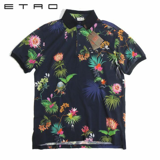 【7.1万新品】ETRO エトロ ◇ 夏気分をグッと上げる ◇ トロピカルフラワー ポロシャツ Lサイズ 本物 SALE