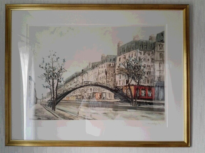 【真作】版画　「パリの街通り」　ギー・ロカジェル 　（保証書付き）