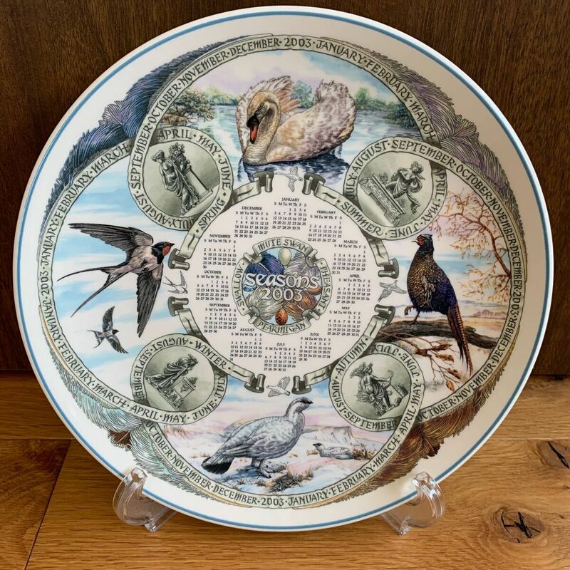 ウェッジウッド 大皿 プレート WEDGWOOD 2003 カレンダープレート 飾り皿 SEASONS BIRDS 飾皿 