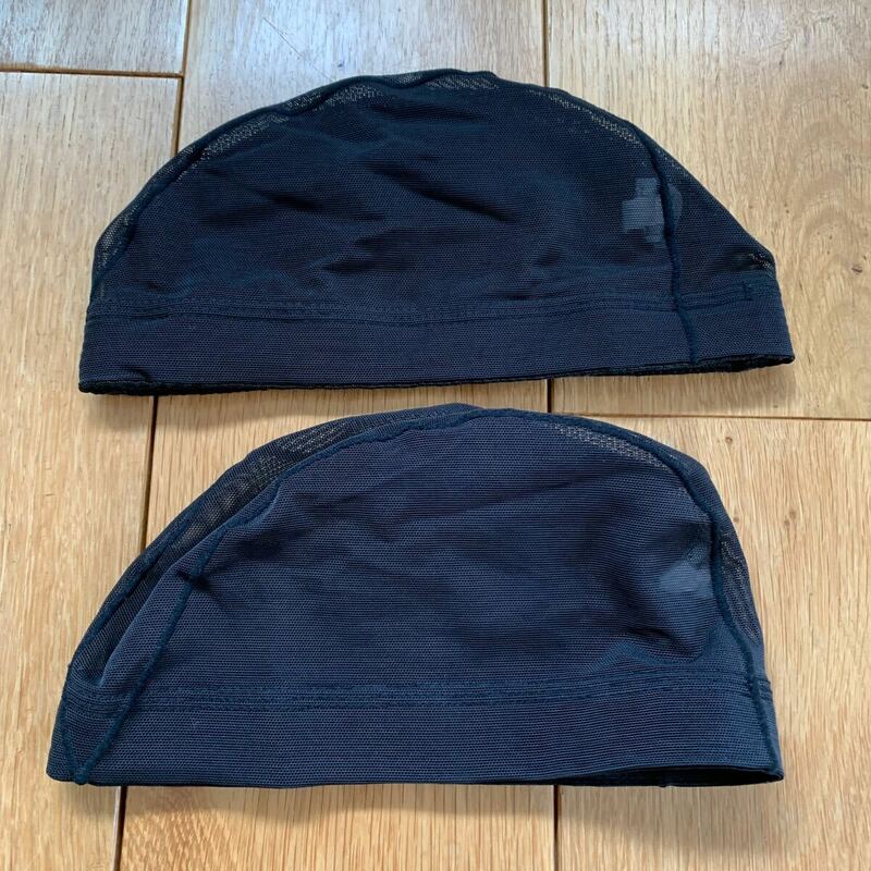 スイムキャップ 水泳帽 スイミング 黒 メッシュ ブラック フットマーク 
