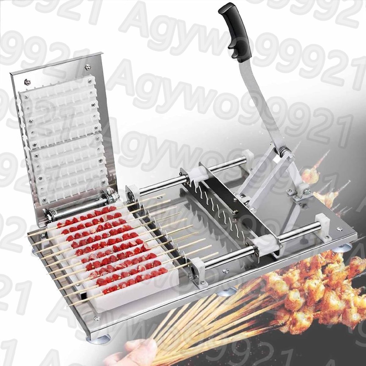 10穴ステンレス鋼肉串マシン、バーベキューケバブメーカーボックス、バーベキュー肉糸串マシン、家庭用キッチン