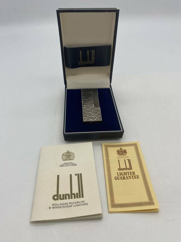 □6901.7　dunhill　ダンヒル　ガス　ローラー式　ライター　石無し　ケース付　シルバーカラー