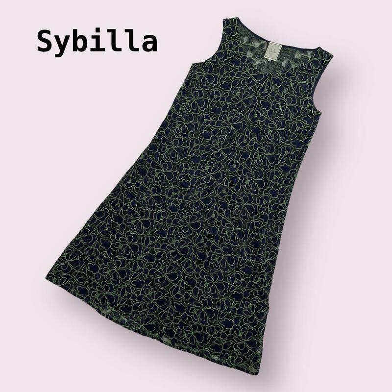 Sybilla　ワンピース　ノースリーブ　花柄　レース　シビラ