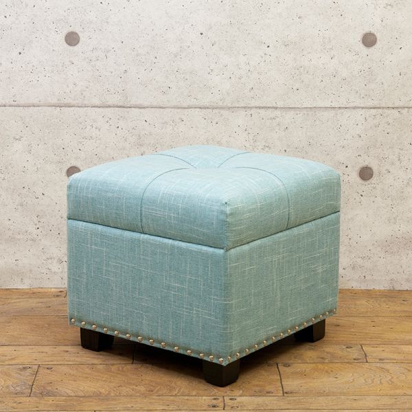 スツール スクエア ブルー 収納 椅子 イス インテリア 家具 小物入れ 高さ33cm 幅34cm 奥行34cm