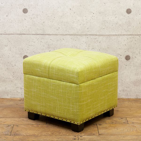 スツール スクエア グリーン 収納 椅子 イス インテリア 家具 小物入れ 高さ33cm 幅34cm 奥行34cm