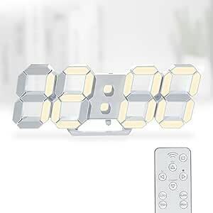 KOSUMOSU デジタル時計 LED時計 壁掛け時計 明るさ自動感応 電球色 3D LED CLOCK 置き時計 目覚まし 10