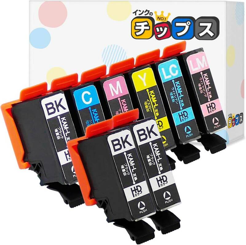 【インクのチップス】 エプソン(epson)用 KAM(カメ)互換 6色セット+ブラック2本 KAM-6CL-L 増量版 互換イン