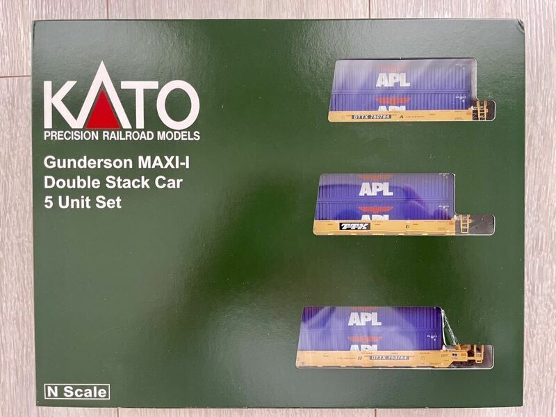 KATO★外国形モデル【新品未開封】 106-6142.Gunderson MAXI-I Double Stack Car TTX (No.750764)40フィートコンテナAPL(青)付 (5両セット)