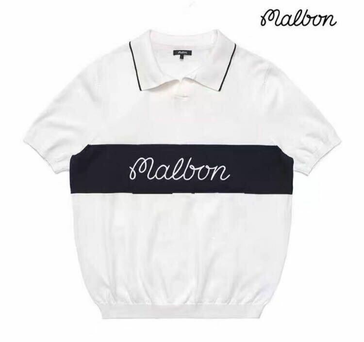 S マルボンゴルフ MALBON GOLF ポロシャツ　ホワイト 即日