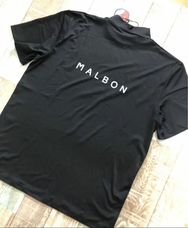 Lマルボンゴルフ MALBON GOLF 　シャツ　モックネック　半袖　黒