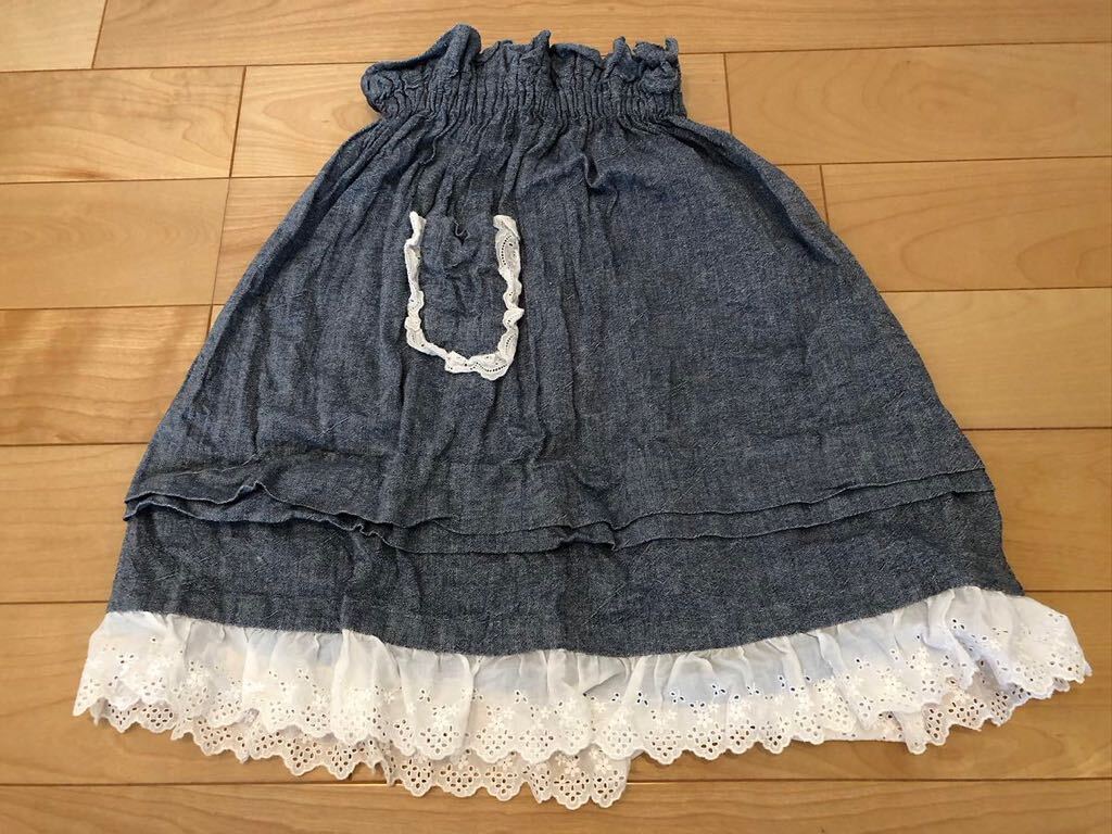 ハンドメイド　レース　デニムスカート　