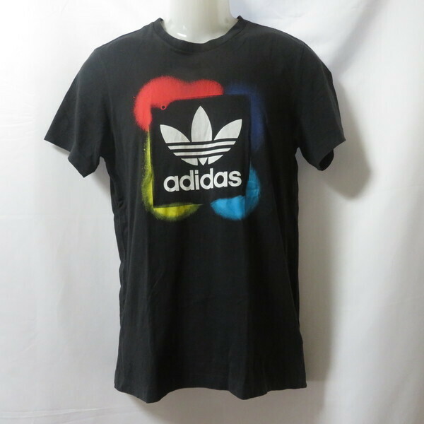 古着 メンズL adidas originals/アディダス オリジナルス Tシャツ 半袖 スポーツMIX カジュアル ブラック BS3278