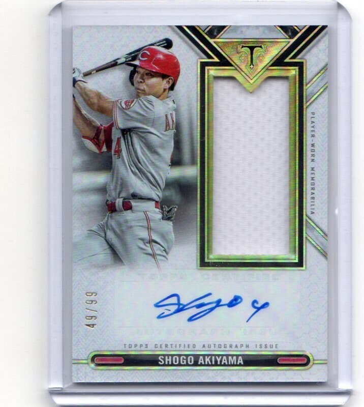 ■秋山翔吾　カード　Vol.38　2021TOPPS TRIPLE THREADS AUTOGRAPH SINGLE JUMBO RELIC #ASJR-SAA　99枚限定　シンシナティ・レッズ